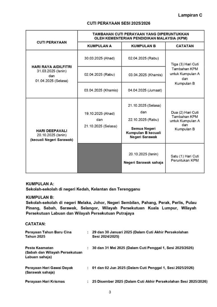Kedah Calendar 2025 Public Holiday And School Holiday Dates